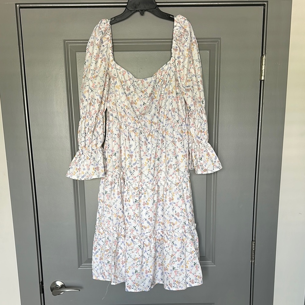SHEIN White Floral Ruched Sundress
